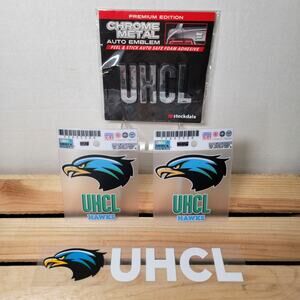 Set of 3 UHCL Decals + 1 Chrome Metal Auto Emblem - NEW / SEALED